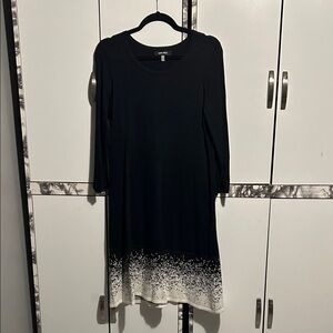 Nine West Black and White Long Sleeve Sweater Dress
